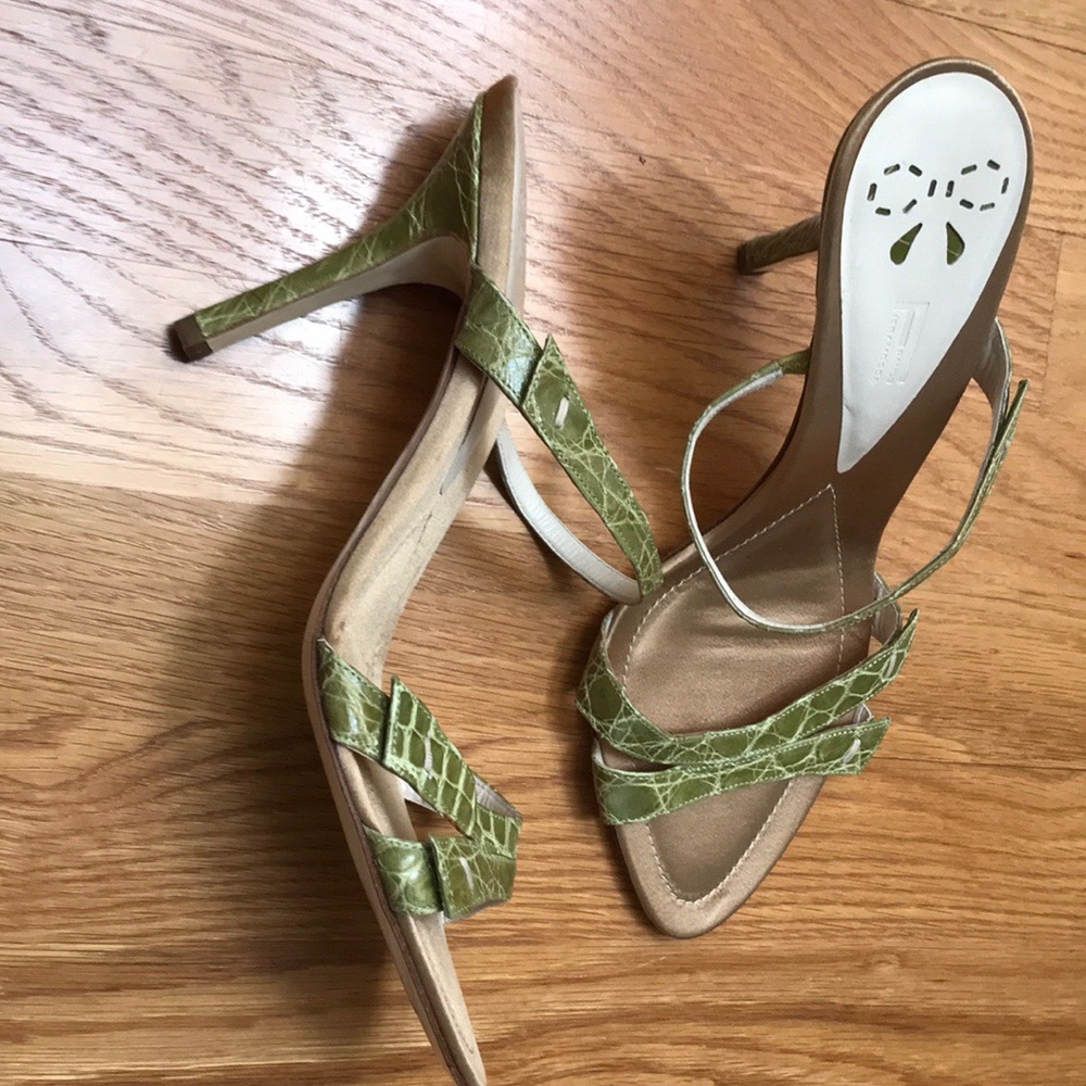 Franco Fieramosca green leather sandals, size391/2